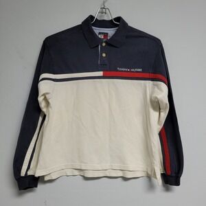 Tommy Hilfiger Boys Longsleeve Polo Shirt Small Cotton‎ Tri Color